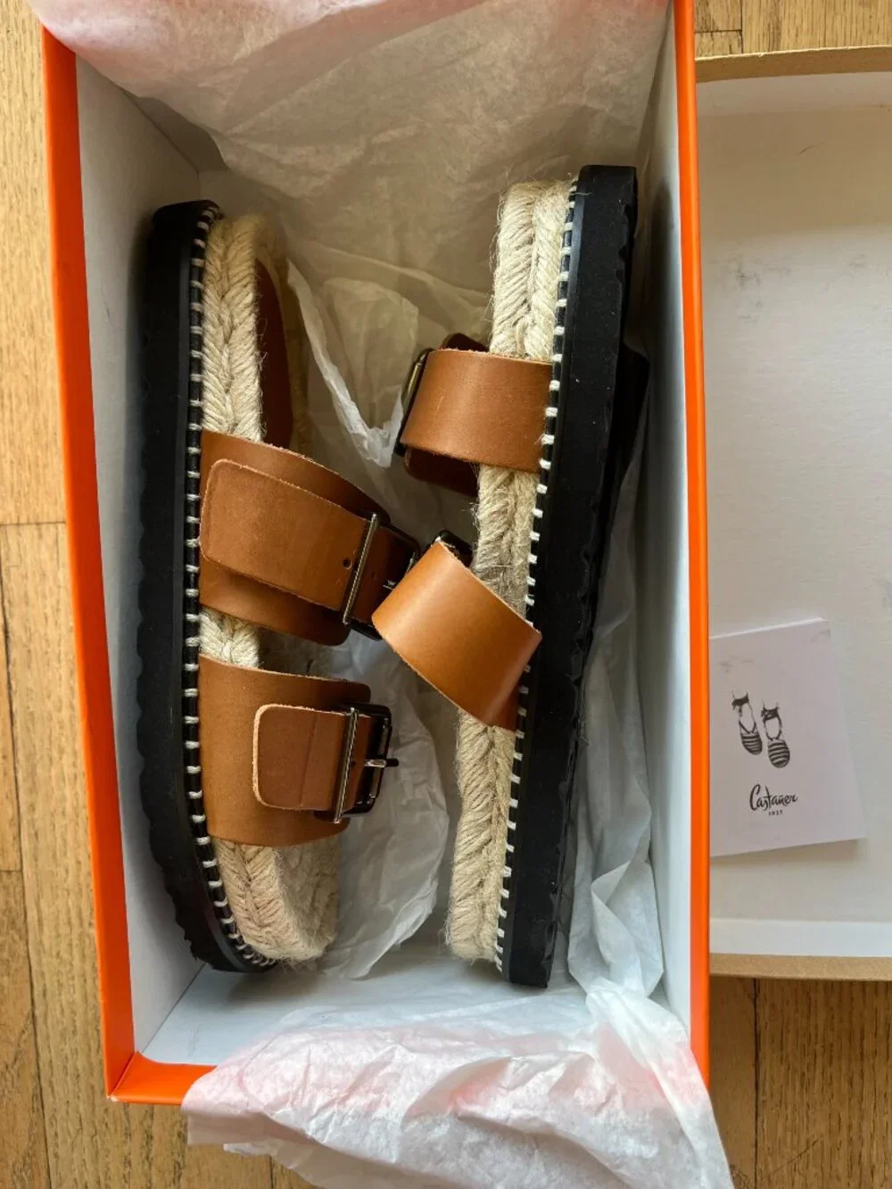 Castaner Ter Brown Leather Platform Slide Sandal Size 38, NIB